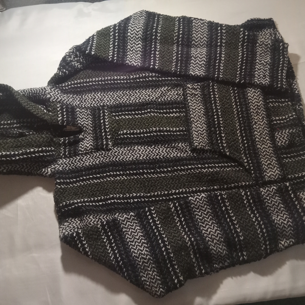 Men's Striped Black and Gray Hoodie